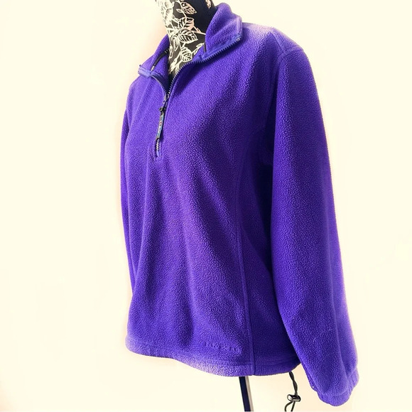 Vintage LL Bean Fleece Long Sleeve 1/4 Zip Size Small Purple Pullover High Neck - Picture 14 of 14